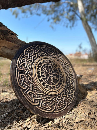 Handmade Viking Runic Shield designed for Viking-inspired wall decor