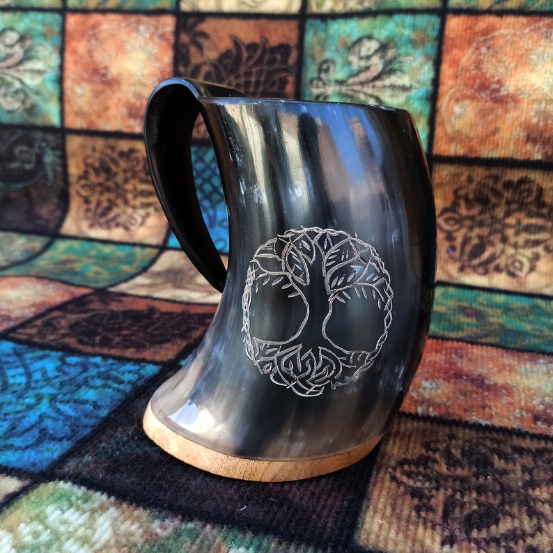 Handmade Horn Mugs coated with 100% food-grade, non-toxic lacquer interior
