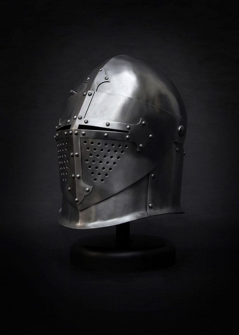 Buy historic medieval helmet – Gothic knight steel helm handmade for cosplay, LARP, reenactment, and collector display