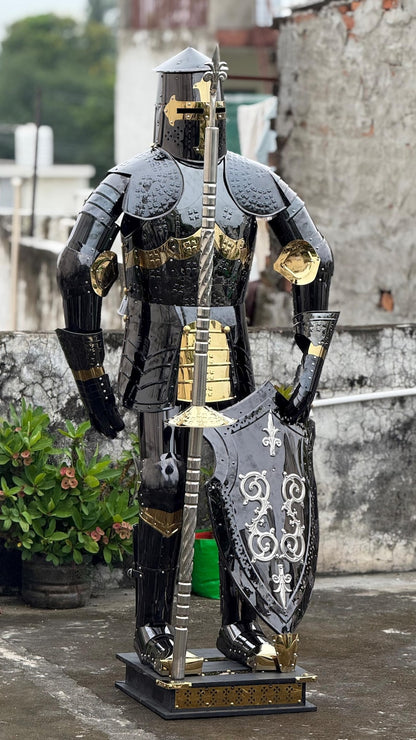 Authentic-Looking Black Crusader Knight Armor for LARP and Historical Reenactment Events