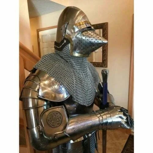 Hounskull bascinet knight armor helmet handmade medieval steel craftsmanship