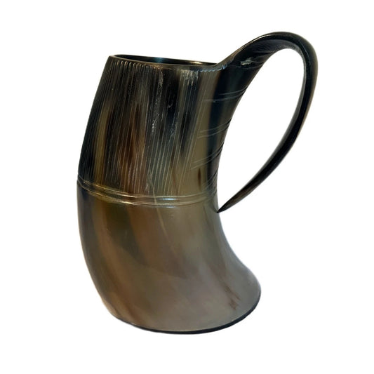 Huge 40 oz carved horn beer tankard Viking style drinking mug