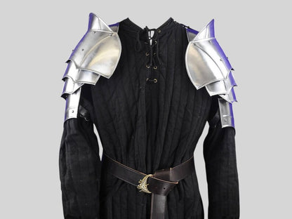 Medieval Steel Pauldrons with Blade-Breakers – LARP Shoulder Armor Set for Cosplay, Costume, and Fantasy Roleplay Gift