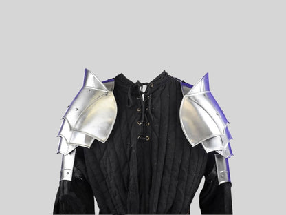 Medieval Steel Pauldrons with Blade-Breakers – LARP Shoulder Armor Set for Cosplay, Costume, and Fantasy Roleplay Gift