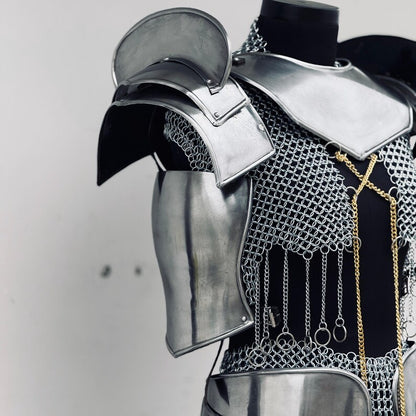 Medieval Knight Armor for Women - Brave Lady Chainmail Cosplay & LARP Gear, Fantasy Costume Armor Suit for Ladies