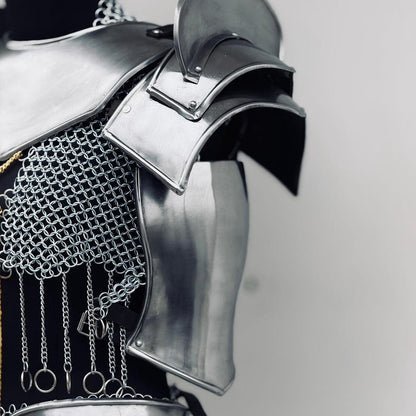 Medieval Knight Armor for Women - Brave Lady Chainmail Cosplay & LARP Gear, Fantasy Costume Armor Suit for Ladies