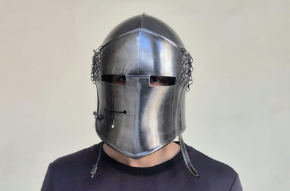 Medieval Barbuta Helmet - Visor Opening Italian Soldier Armor for LARP