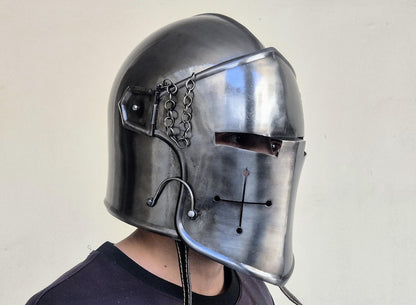 Medieval Barbuta Helmet - Visor Opening Italian Soldier Armor for LARP