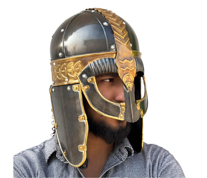 Medieval Vikings Helmet with Chainmail Back – LARP, Halloween Costume & Gift