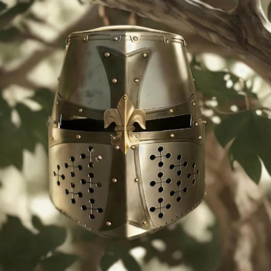 Templar Knight Helmet - Armor Helmet for Halloween Costume, LARP & Renaissance