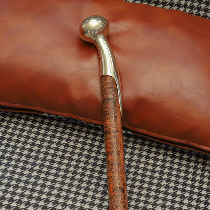 Decorative wooden walking cane with brass handle, perfect gift for men and collectors