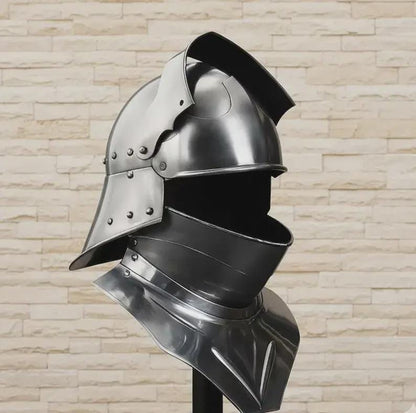 Handmade Steel Knight Sallet Helmet – Gothic Armor with Gorget for Medieval Reenactment & Cosplay