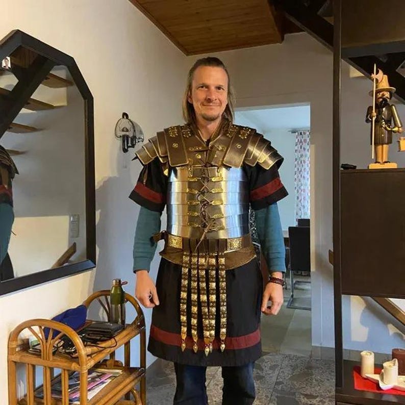 Roman Lorica Segmentata Armor made of 18-gauge steel for historical reenactment and cosplay
