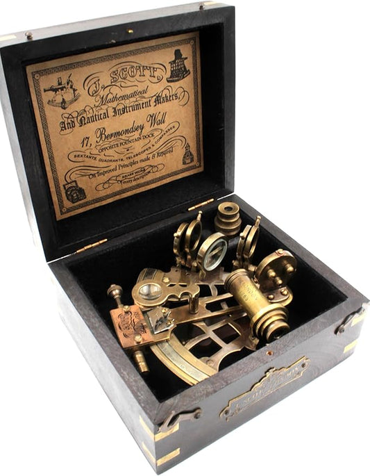 J. Scott London solid brass sextant in vintage nautical style

