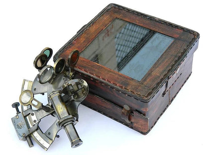 Kelvin & Hughes 5.5-inch sextant replica in antique brass for maritime collections

