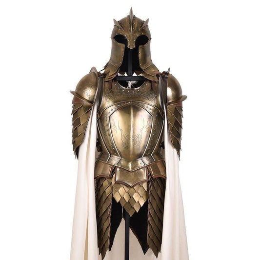 Full Kings Guard Armor Suit with helmet, cuirass, and tassets on display