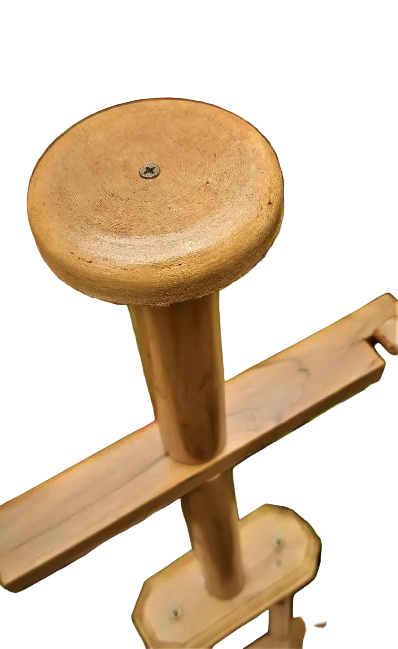 Knight helmet display holder crafted from premium Sagwan wood for armor and helmet presentation
