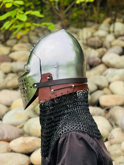 Interior view of the Knight Helmet featuring a comfortable leather liner for secure fit.