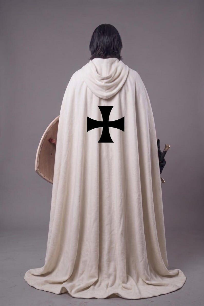 Full suit of Knight Templar armor back view displaying handcrafted steel plate armor details