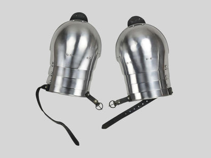 Lady shoulder armor set made of polished medieval steel for cosplay and LARP