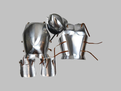 LARP cosplay breastplate armor with silver finish for Halloween costume and reenactments