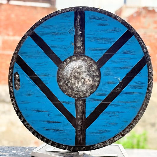 Legartha Viking Wooden Shield with Authentic Battleworn Finish for Norse Warrior LARP