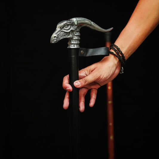 Luxury wooden walking stick with antique copper handle – handmade walking cane for men featuring solid wood and floral detailing