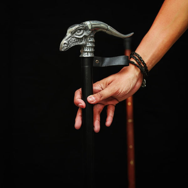 Luxury wooden walking stick with antique copper handle – handmade walking cane for men featuring solid wood and floral detailing