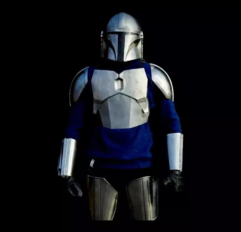 Front View of Mandalorian Medieval Full Body Steel Armor Suit – Artisans Hub


