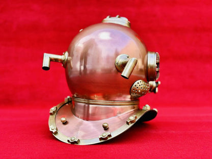 Marine collectors’ U.S. Navy Mark V Diving Helmet with wooden base for nautical collections