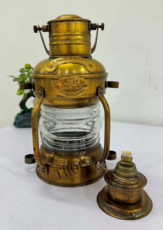 Maritime Nautical Brass Lighthouse Lantern with Antique Brass Finish