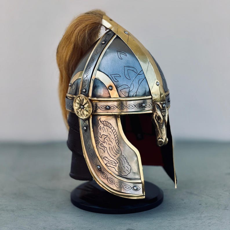 Eomer’s horse rider marshall helmet, perfect for LARP costume and Middle-earth replica