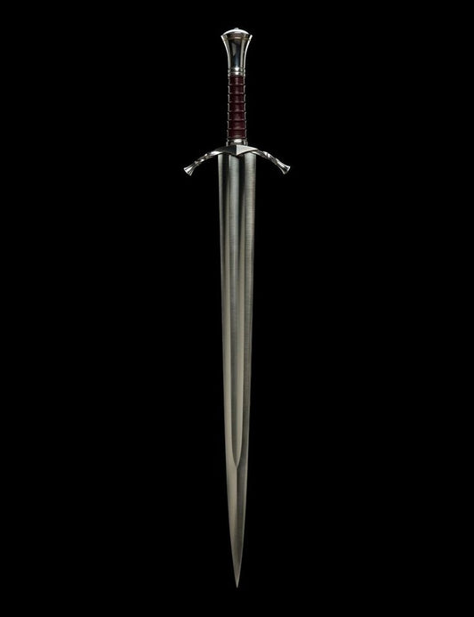 Hand-forged arming sword with steel blade and leather grip

