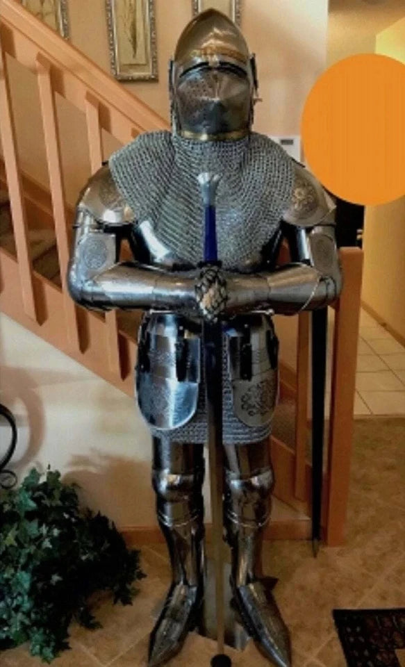 Decorative medieval armor display for home office showroom and museum