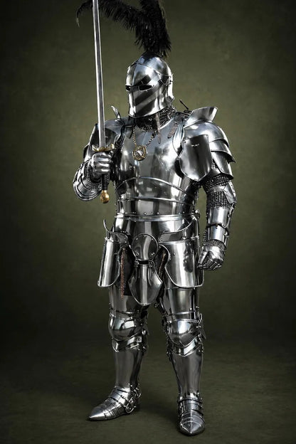 Medieval Barbuta Armor made from mild steel with knight helmet and visor