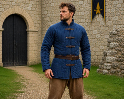 Medieval Black Gambeson Jacket for Men with padded armor design