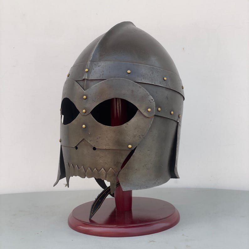 Closeup detail of Medieval Dark Knight Fantasy Helmet showcasing craftsmanship