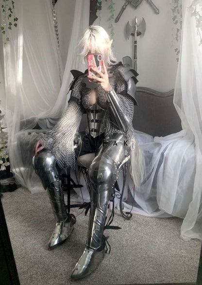  Front view of Medieval Female Warrior Queen Armor with full suit and chestplate