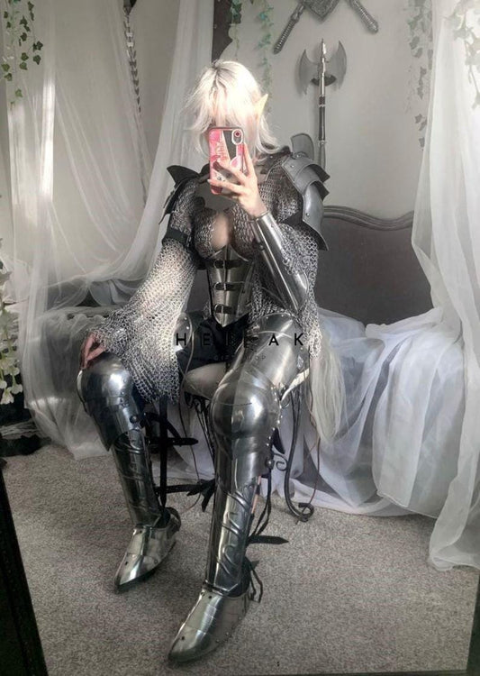  Front view of Medieval Female Warrior Queen Armor with full suit and chestplate
