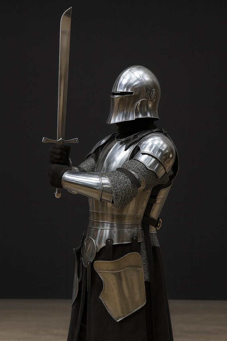 Medieval full steel knight armor suit for LARP and historical reenactment