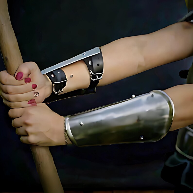 Medieval gift for her – steel arm guard with leather straps