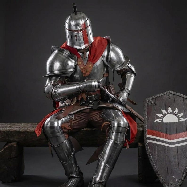 Medieval Greek Full Armor costume gauntlets and elbow guards for cosplay, stage, and themed events