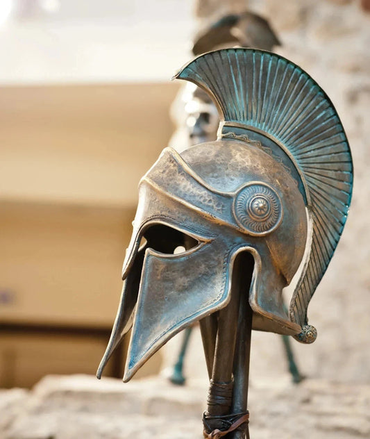 Medieval Greek Helmet Ancient Corinthian Helmet Greek Spartan Helmet with authentic warrior crest design for collectors
