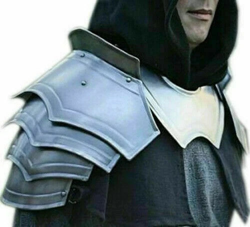 Front View of Medieval Iron Viking Gorget and Pauldrons Armor Set by Artisans Hub

