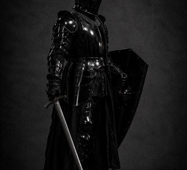 Medieval knight armor cuirass pauldrons and greaves Antler Barbuta suit for cosplay LARP