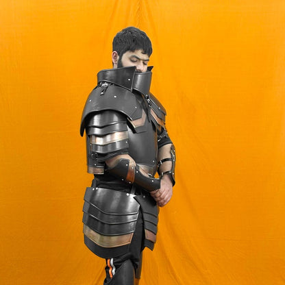 Medieval knight armor set worn for LARP – complete Templar Knight cosplay gear
