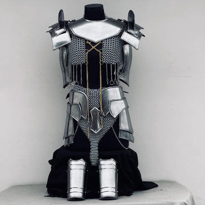 Front view of Medieval Knight Armor for Women - Brave Lady Chainmail Cosplay & LARP Gear