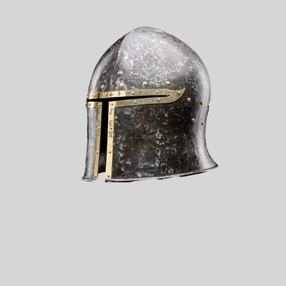 Front view of Medieval Knight Barbuta Helmet made from 18-gauge mild steel