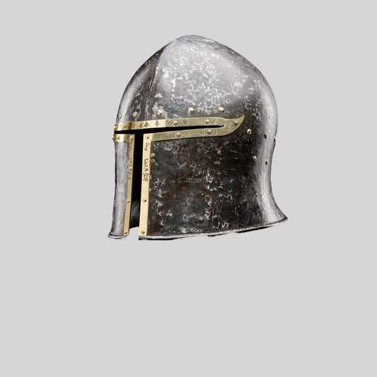Front view of Medieval Knight Barbuta Helmet made from 18-gauge mild steel