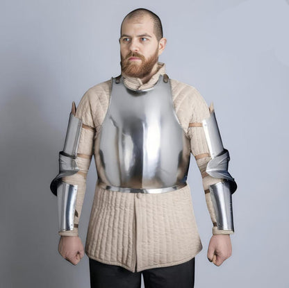 Medieval Knight Chest Armor for Men handcrafted from premium steel with authentic cuirass design and adjustable leather straps